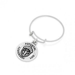 Alex and Ani Sterling Silver Adjustable Wire Charm Ring Unexpected Miracles